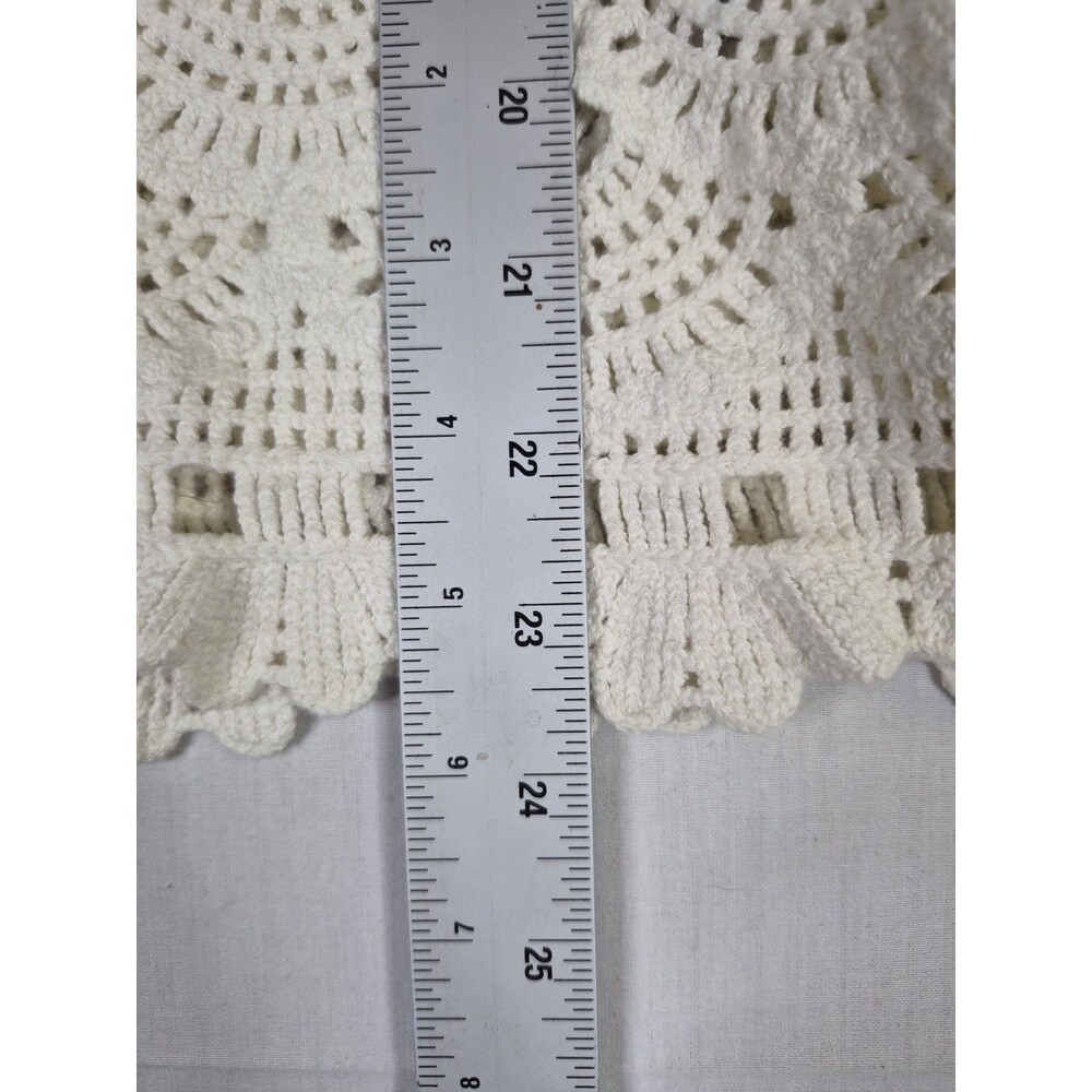 Sezane Top Women's Size Medium White Beige Cotton Long Sleeve Crochet Knit - Picture 9 of 11